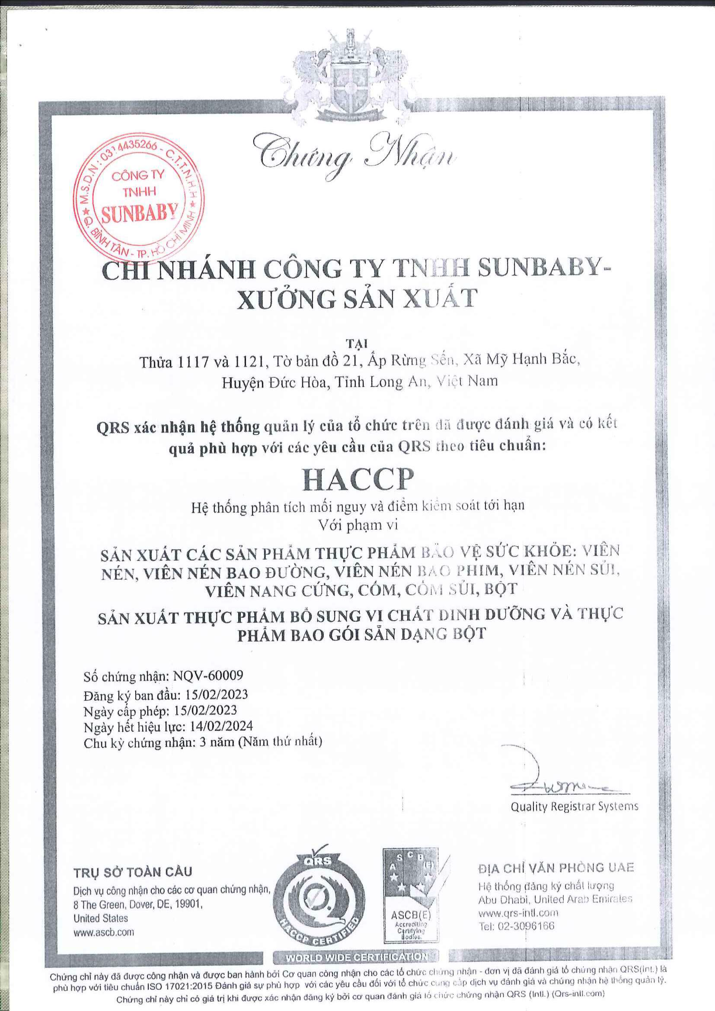 Chung nhan HACCP 2