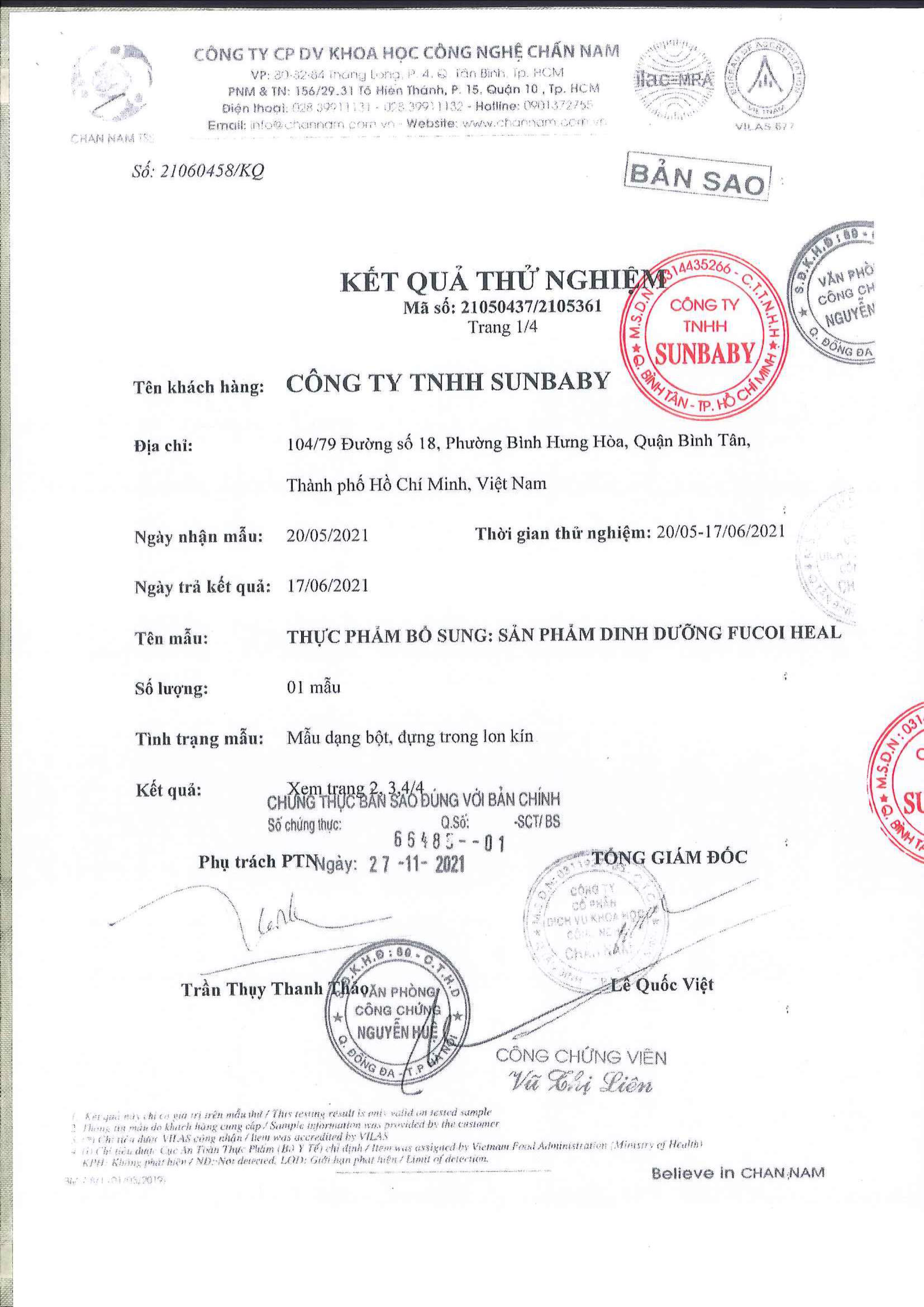 Ket qua kiem nghiem thu nghiem cua san pham 1