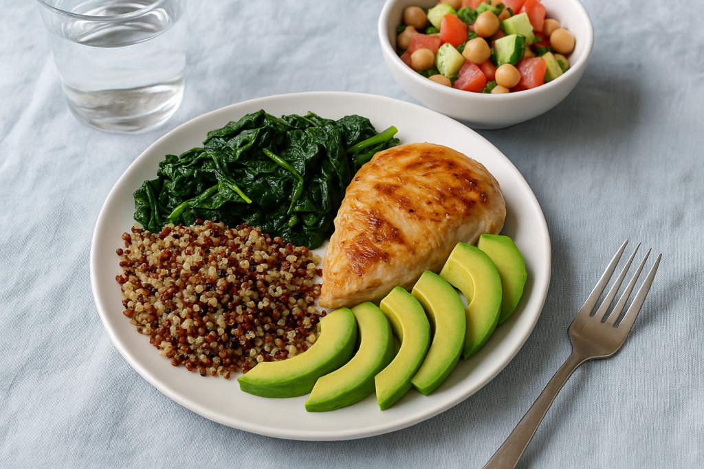 thuc don chong viem ga nuong boi loi quinoa bo ngo